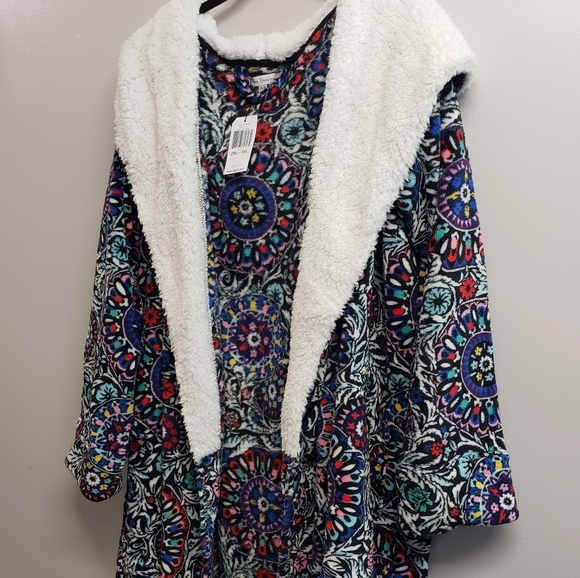 Vera Bradley 2X 3X 18 20 22 Medallion Plush Robe * MISSING SASH - Picture 2 of 11